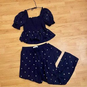 Hill House Navy Puff Sleeve Top